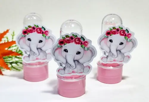 Mini Tubete com Aplique Elefante Rosa