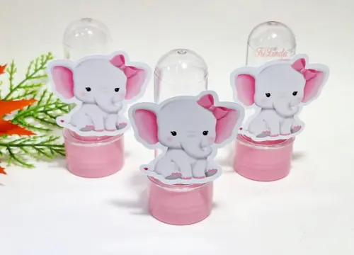 Mini Tubete com Aplique Elefantinho Rosa