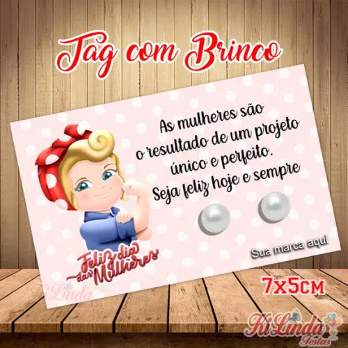 Tag com Brinco Lembrancinha Dia das Mulheres