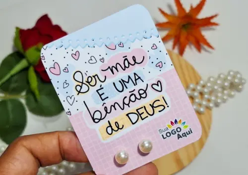 Tag com Brinco Pérola Dia das Mães Lembrancinha Dia das Mães
