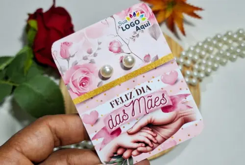 Tag com Brinco Pérola Dia das Mães Lembrancinha Dia das Mães