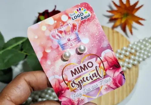Tag com Brinco Pérola Dia das Mães Lembrancinha Dia das Mães