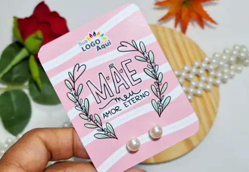 Tag com Brinco Pérola Dia das Mães Lembrancinha Dia das Mães
