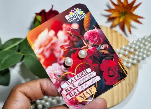 Tag com Brinco Pérola Dia das Mães Lembrancinha Dia das Mães