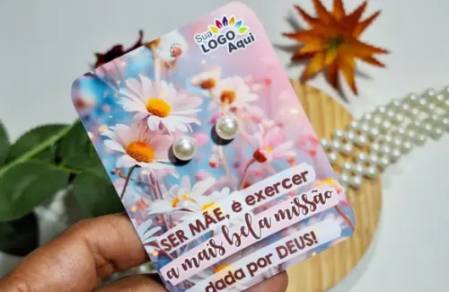 Tag com Brinco Pérola Dia das Mães Lembrancinha Dia das Mães