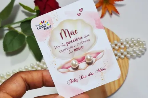 Tag com Brinco Pérola Dia das Mães Lembrancinha Dia das Mães
