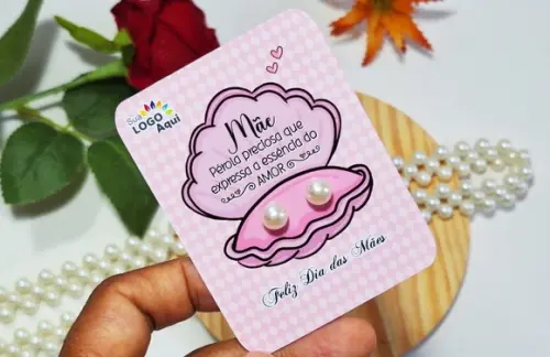 Tag com Brinco Pérola Dia das Mães Lembrancinha Dia das Mães