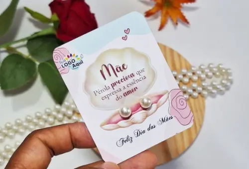 Tag com Brinco Pérola Dia das Mães Lembrancinha Dia das Mães
