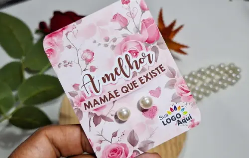 Tag com Brinco Pérola Dia das Mães Lembrancinha Dia das Mães