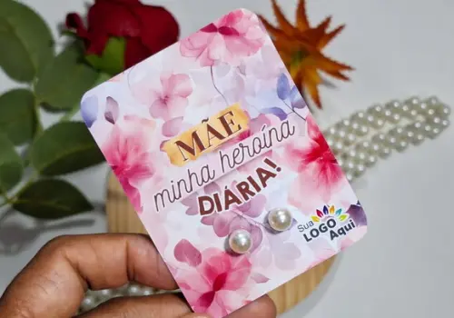 Tag com Brinco Pérola Dia das Mães Lembrancinha Dia das Mães