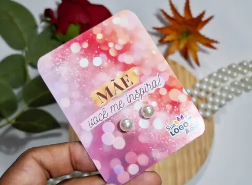 Tag com Brinco Pérola Dia das Mães Lembrancinha Dia das Mães