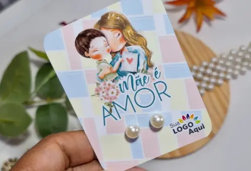 Tag com Brinco Pérola Dia das Mães Lembrancinha Dia das Mães