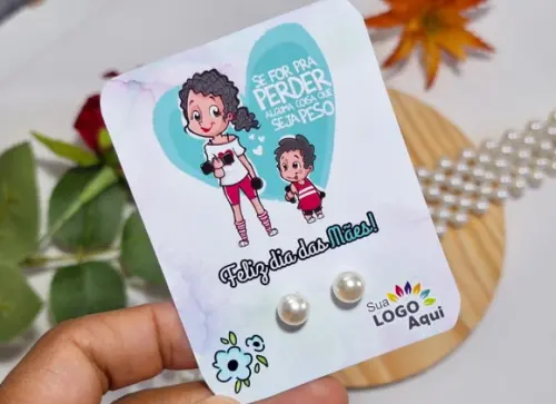 Tag com Brinco Pérola Dia das Mães Lembrancinha Dia das Mães