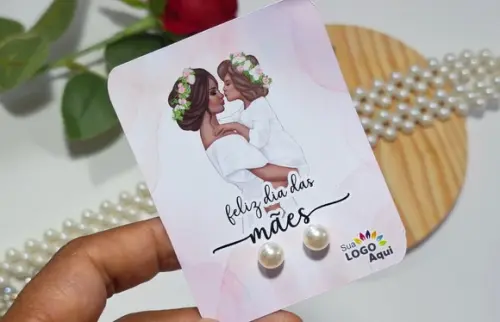 Tag com Brinco Pérola Dia das Mães Lembrancinha Dia das Mães