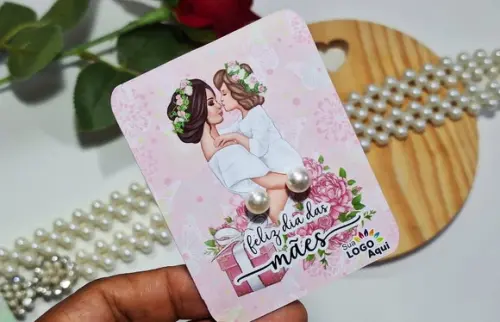 Tag com Brinco Pérola Dia das Mães Lembrancinha Dia das Mães