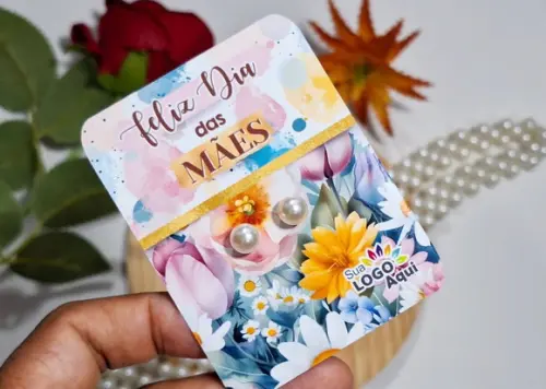 Tag com Brinco Pérola Dia das Mães Lembrancinha Dia das Mães
