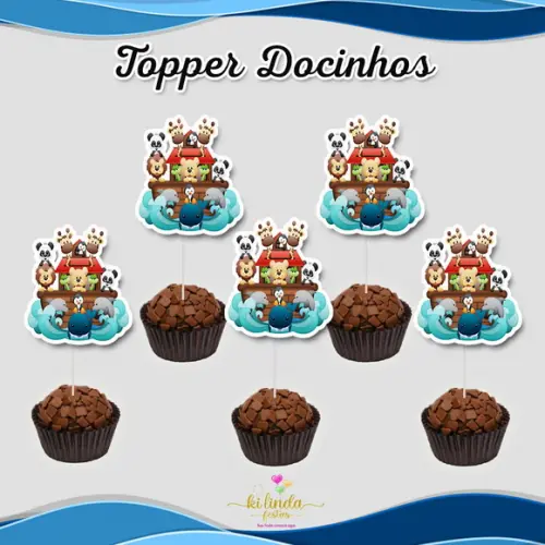 Topper Bichinhos na Arca de Noé
