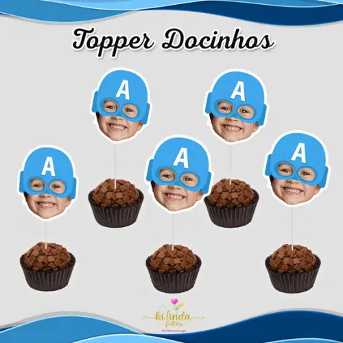 Topper Docinho com Foto Super Herois