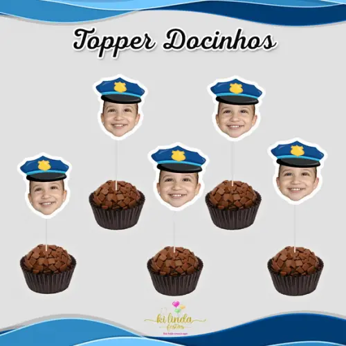 Topper Docinhos com Rostinho Policial