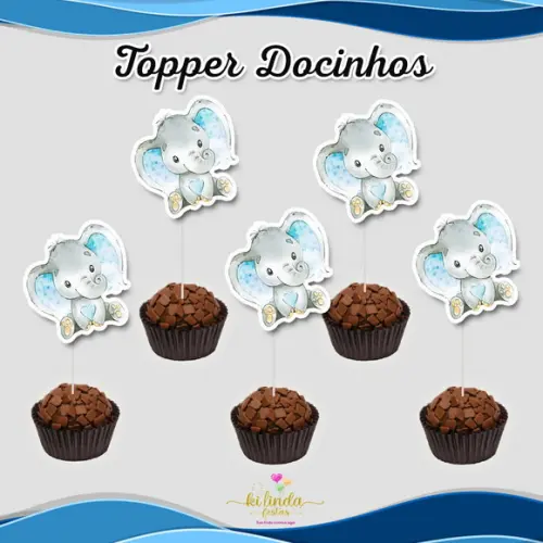 Topper Elefantinho Azul