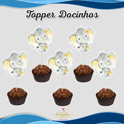 Topper para Docinho Elefante Amarelo