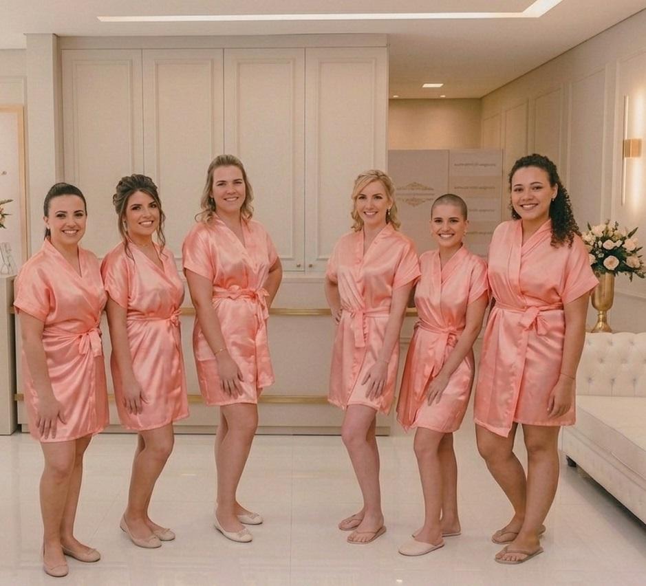 10 Robes Madrinha Rosa Nude, Mães Avós e Irmãs