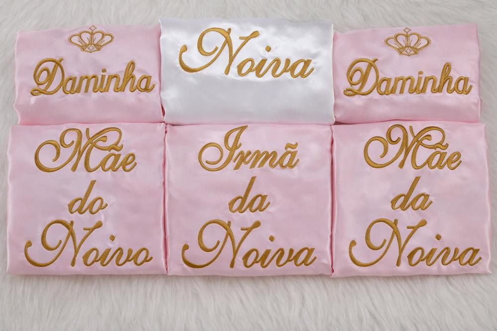 Kit com 10 robes para madrinha na cor rosa pink