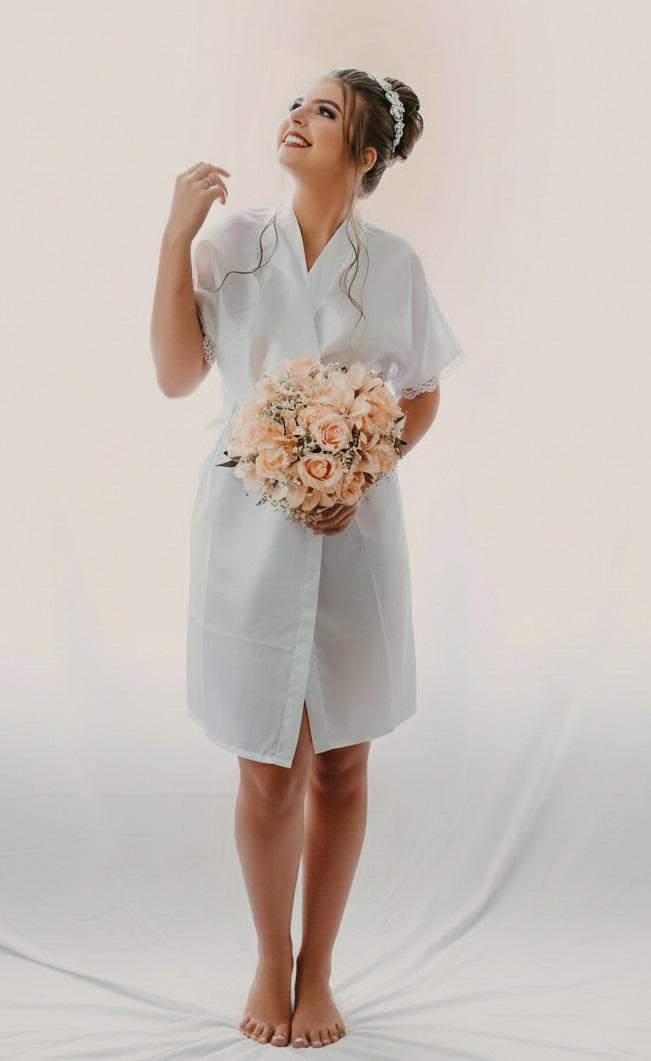 Kit com 10 robes para madrinha na cor rosa pink