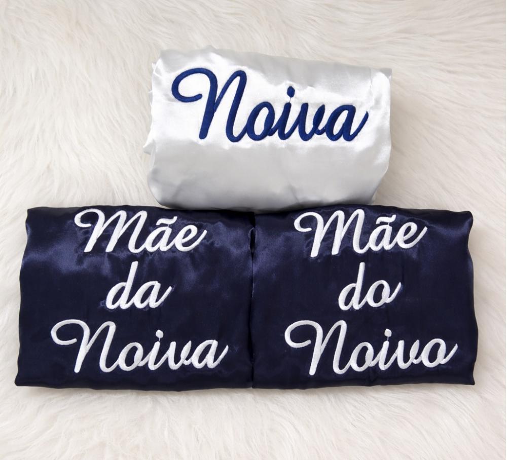 Kit 9 robes Azul Marinho Noiva mãe madrinha ...