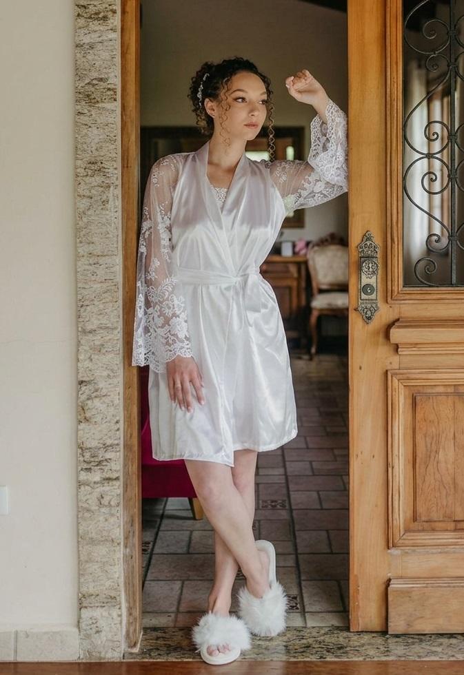 Robe Noiva com manga de renda Luxo