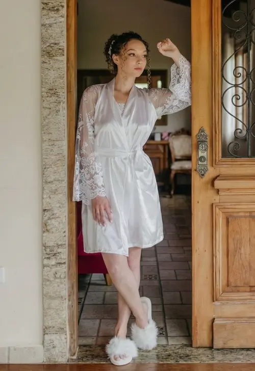 Robe Noiva  Branco com manga de renda Luxo