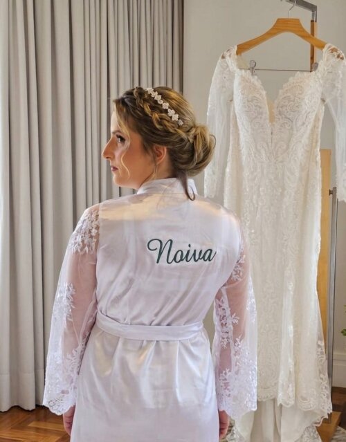 Robe Noiva manga de renda + 11 Robes modelo manga curta