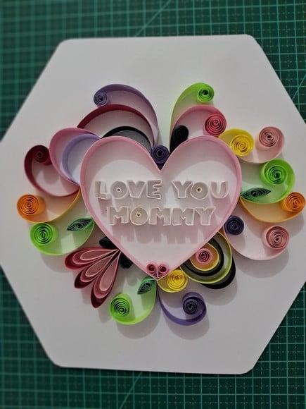 Quadro Decorativo em Quilling - Love You Mommy