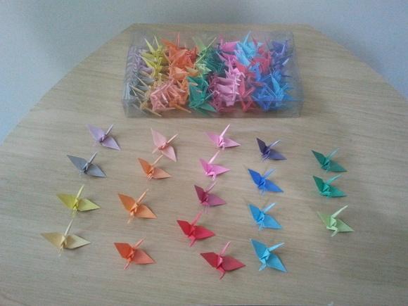 Origami Tsurus Cores Lisas - 100 unidades