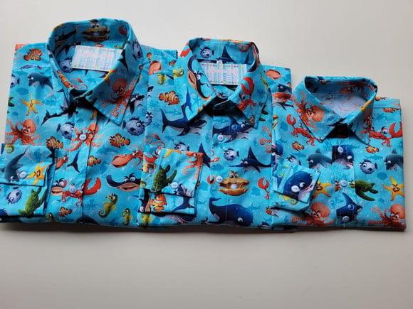 Camisa Fundo do Mar Pai Mãe e Filho
