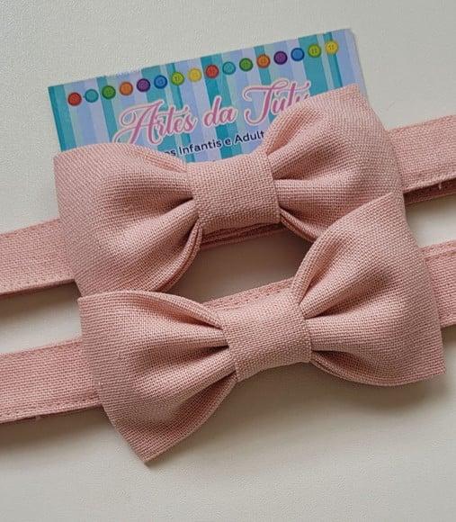 Gravata Borboleta Rose em Linho