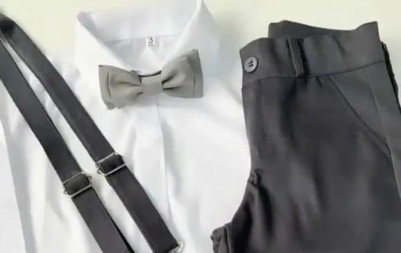 Roupa Pajem Cinza Chumbo