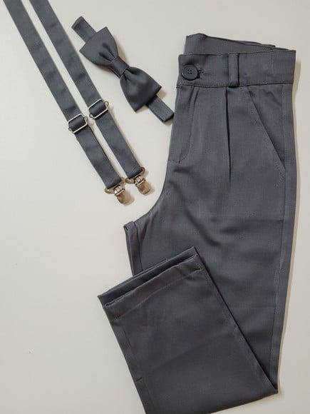 Calça Infantil + Suspensório e Gravata