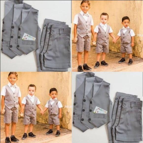 Roupa Pajem cinza com colete