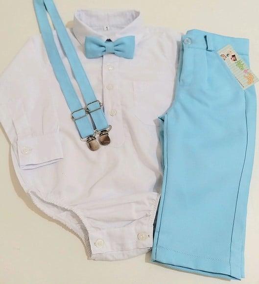 Roupa Batizado Calça Azul