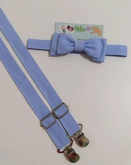 Suspensório e Gravata Azul Bebê