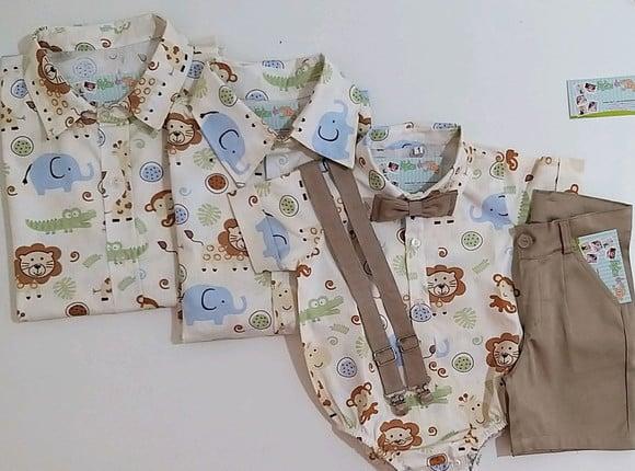 Roupa Safari Filho Camisa Pai Camisete Mãe