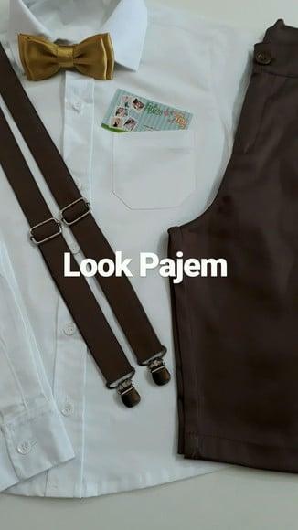 Roupa Pajem Bermuda Marrom e Camisa