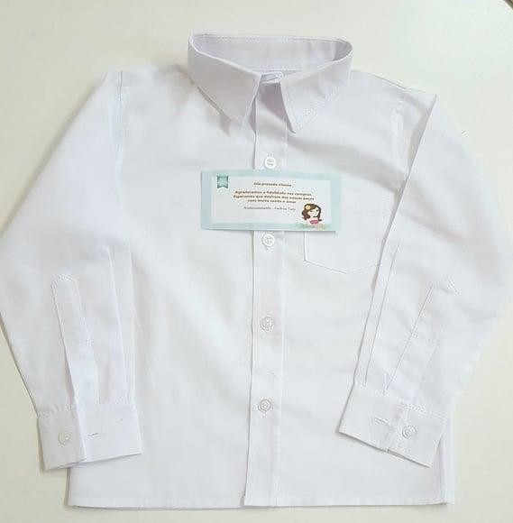 Camisa Manga Longa Branca Infantil