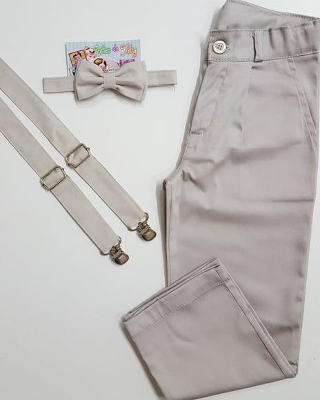 Calça Infantil + Suspensório e Gravata