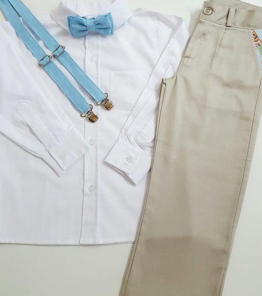 Roupa Pajem Calça Nude Camisa Branca