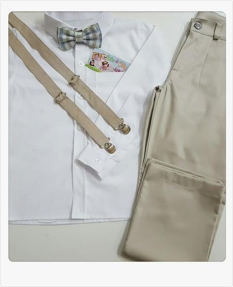 Roupa Pajem Calça e Camisa Bege