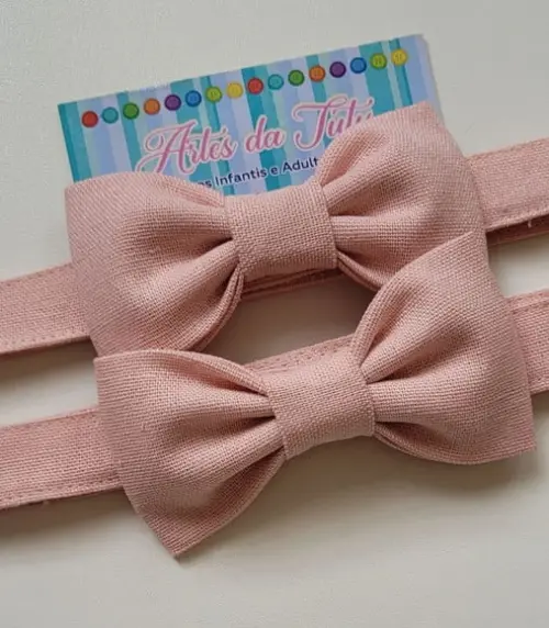 Gravata Borboleta Rose em Linho