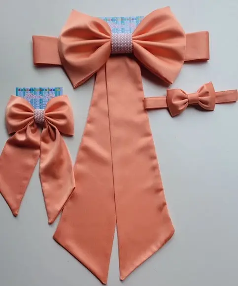 Cinto para Vestido Daminha Suspensório e Gravata Pajem Coral
