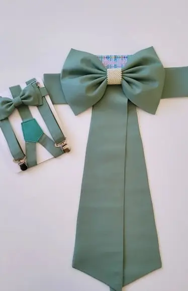 Cinto para Vestido Daminha Verde Oliva Mais Suspensório e Gr